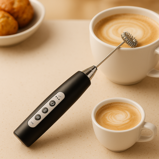 FROTHN Handheld Milk Frother – USB Rechargeable, 3 Speeds, 3 Whisks